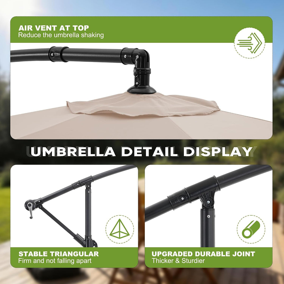10FT Cantilever Offset Patio Outdoor Umbrella with Base Included