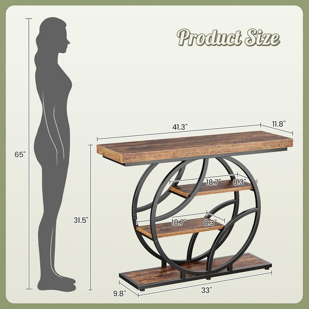 Huuger 41.3 Inch Entryway Table with Artistic Curved Metal Frame,Sofa Table