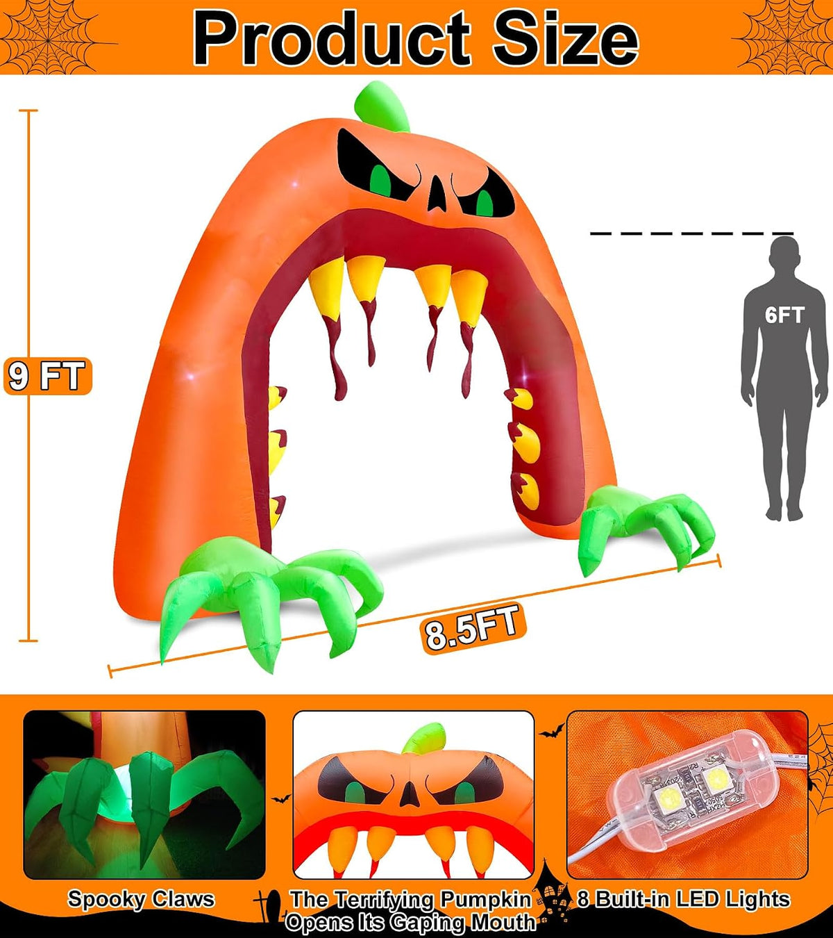 Giant Halloween Inflatables Pumpkin Archway Halloween Decorations Outdoor