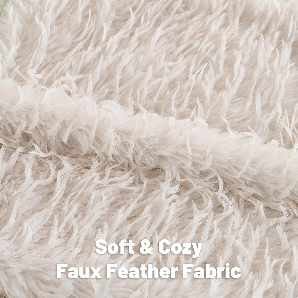 FUTEI Pack of 2 Fluffy Faux Fur Throw Pillow Covers 18x18 Inch, Cream White