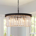 Modern Black Crystal Chandelier, 20" Small Pendant Lighting Fixture