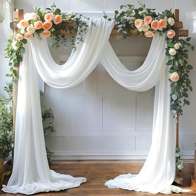 MDS Halloween Chiffon Draping Fabric - 2 Panel, 30" Wide x 30ft Long - Sheer Spooky Arbor & Canopy Drapery for Haunted House Backdrops, Party Ceilings, DIY Costumes & Themed Events - White (Pack of 2)