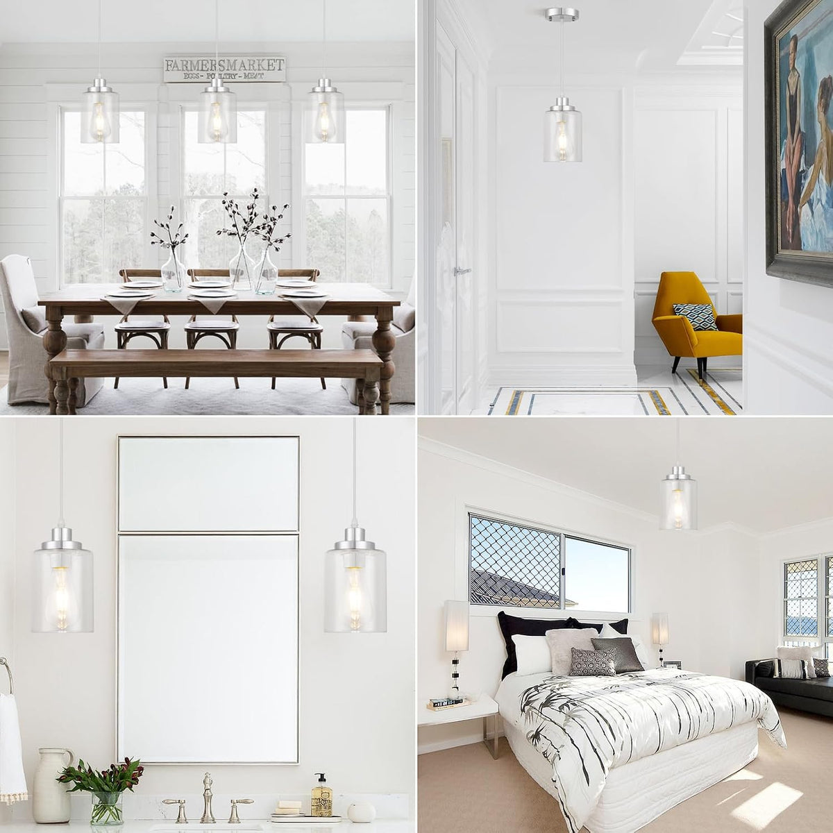 WimiSom Industrial Pendant Lighting, Modern Glass Shade Pendant Lights