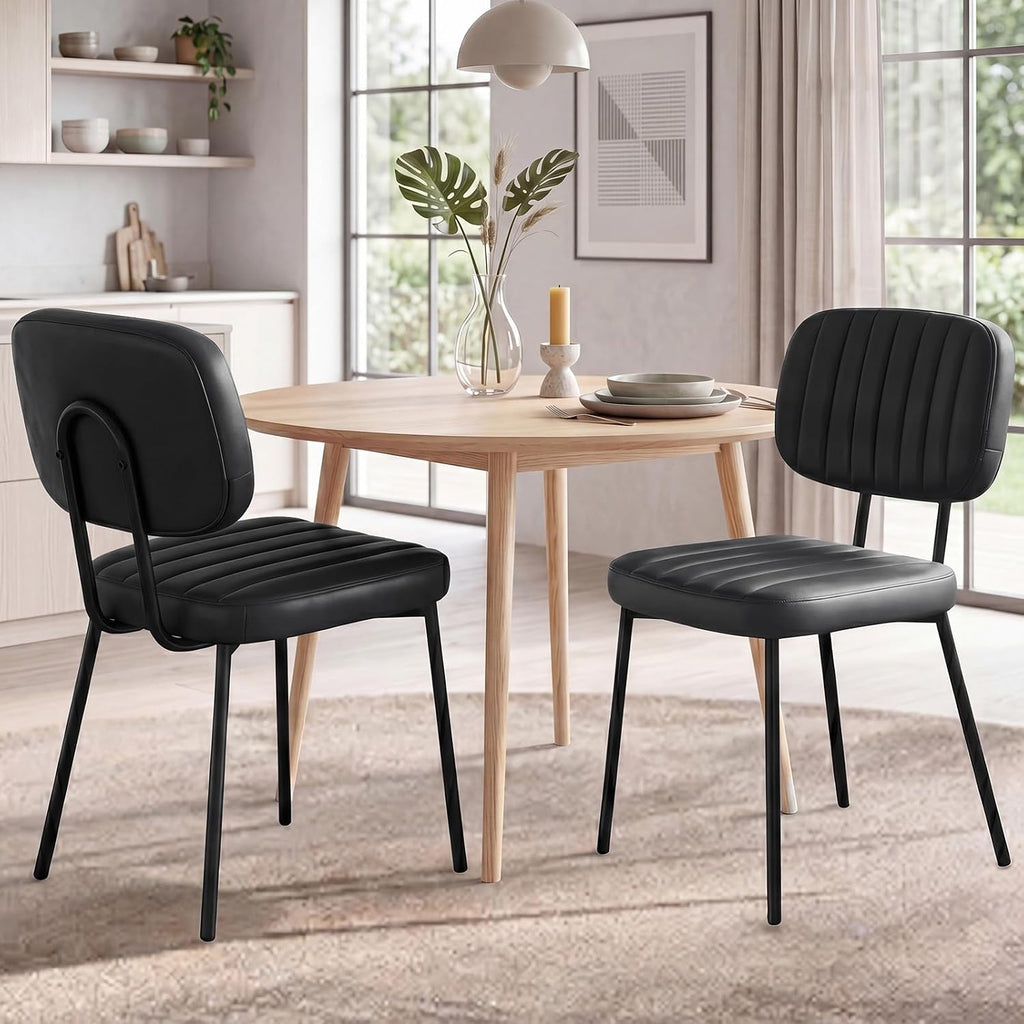 OLIXIS Dining Chairs Set of 2, Mid Century Modern Kitchen Chairs, Black