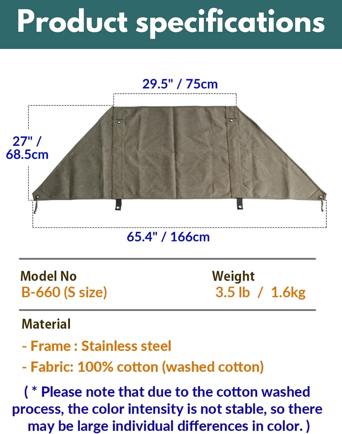 camping moon Canvas Campfire Wind Screen 65 x 27 in Khaki B-660