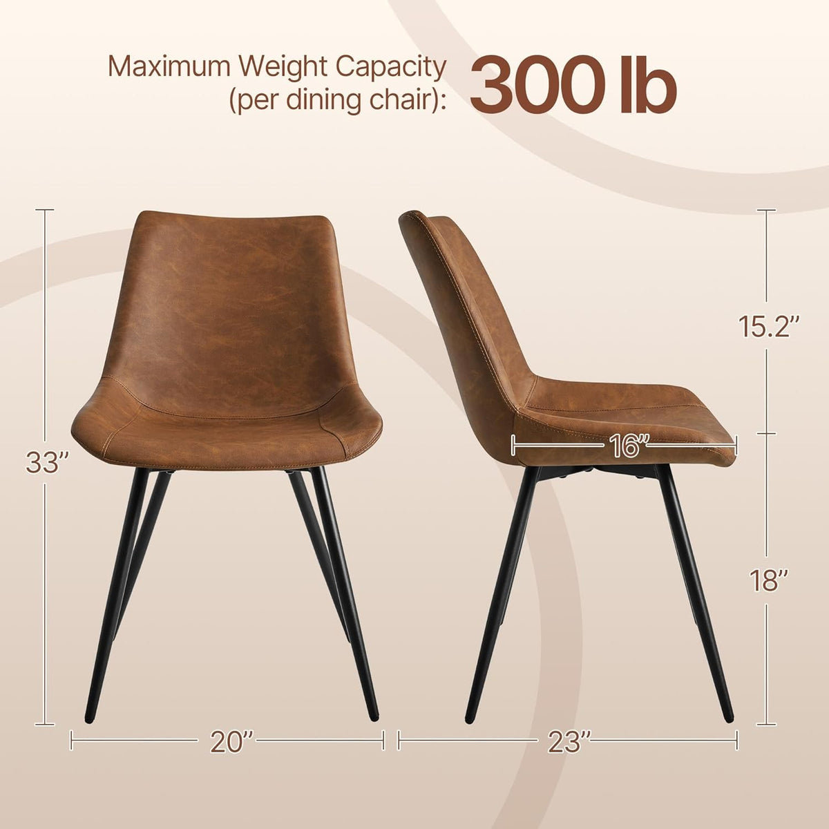 Yaheetech Dining Chairs Set of 6 Mid Century Modern Kitchen Chairs Brown