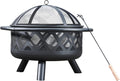 Teamson Home Large 76cm Garden Round Wood Burning Fire Pit, Outdoor Furniture Chimnea, Firepit Heater, Metal Log Burner Fire Bowl with Lid & Poker