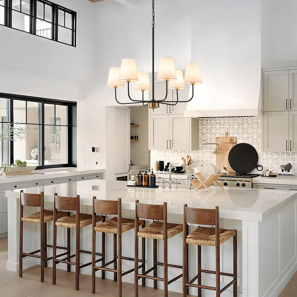31.5" Dining Room Chandelier with Shades Modern Pendant Lights Kitchen