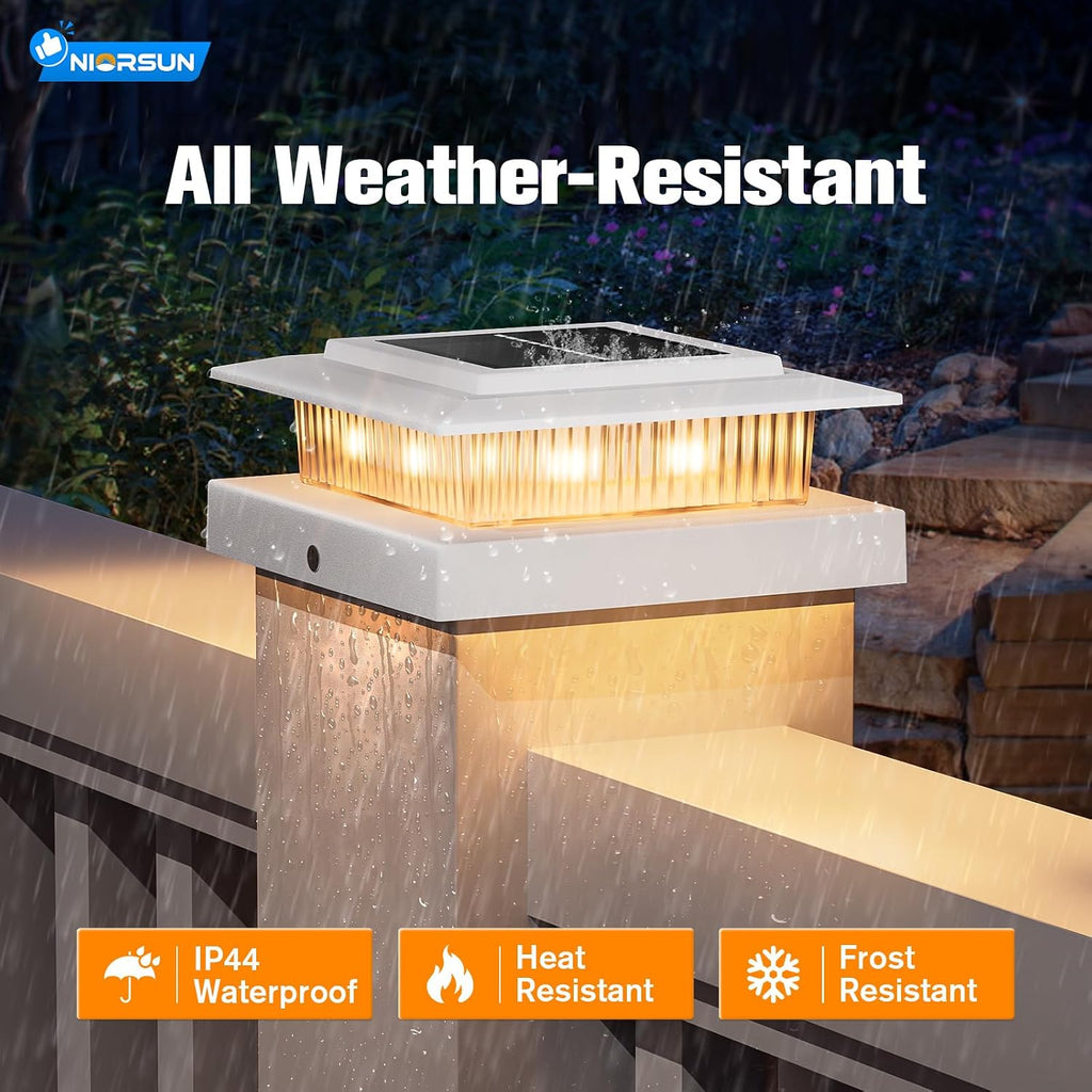 NIORSUN 4x4 Post Solar Lights Color Changing,Solar Post Light,12 Pack White
