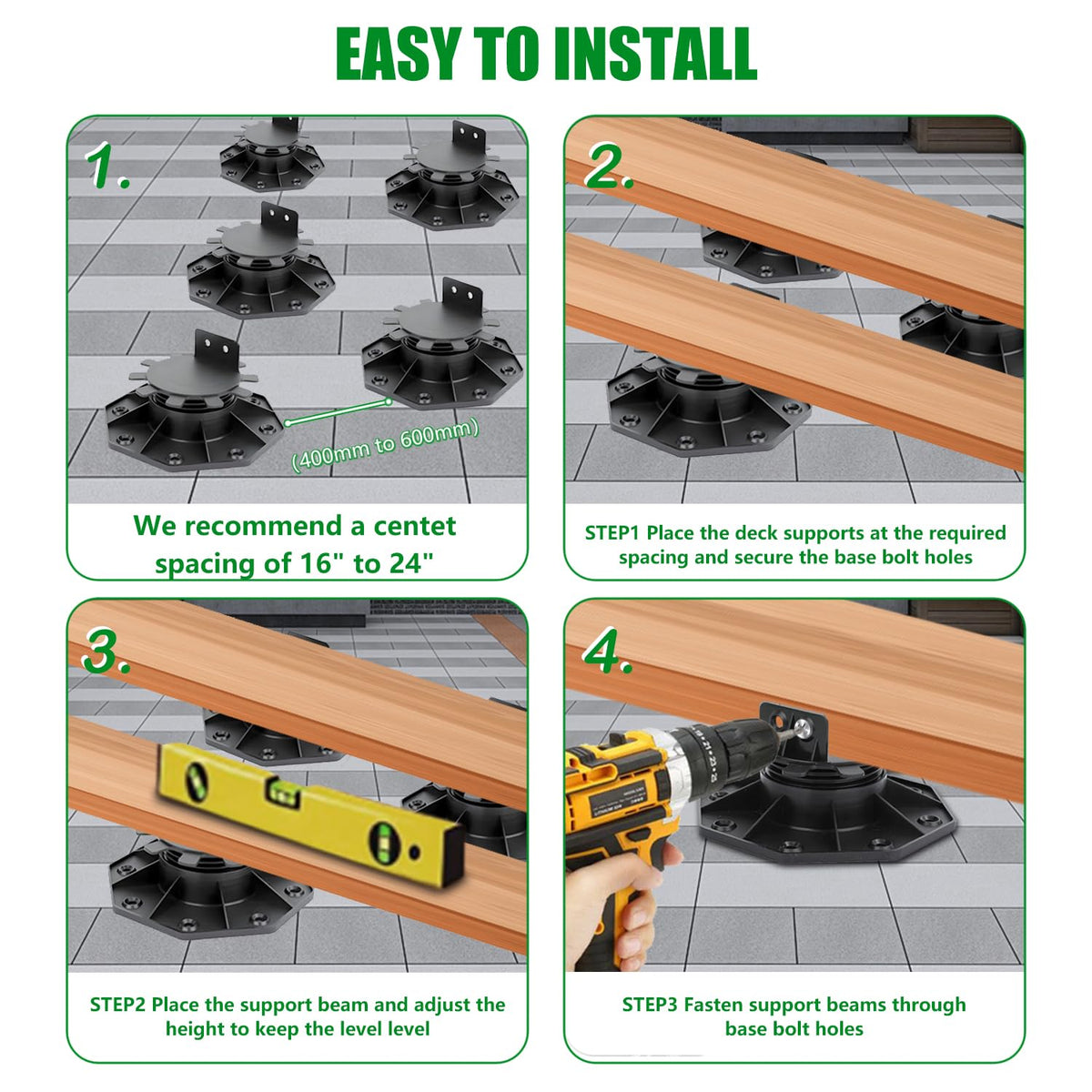 adjustable deck support pedestal deck foundation base support，used, package contents