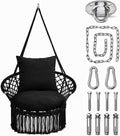 Athena Collection Macrame Hammock Chair with Mounting Hardware Kit, Black