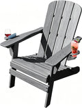 Folding Adirondack Chairs with Cup Holder, Adjustable Reclining Back Chair