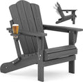 KINGYES Adjustable Adirondack Chair, 3 Position Chair with Cup Holder Gray