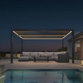 PURPLE LEAF 92KS Aluminum Pergola 11.5' x 15' with LED Strip Lights, Gray