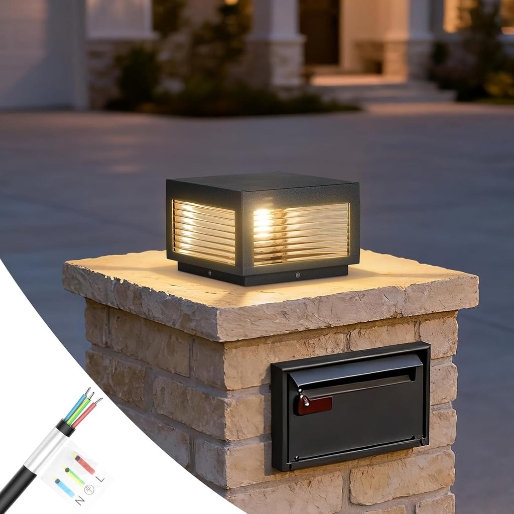 MVBT Outdoor Post Lights Hard Wired, 9.8" Glass AC100-240V Column Light