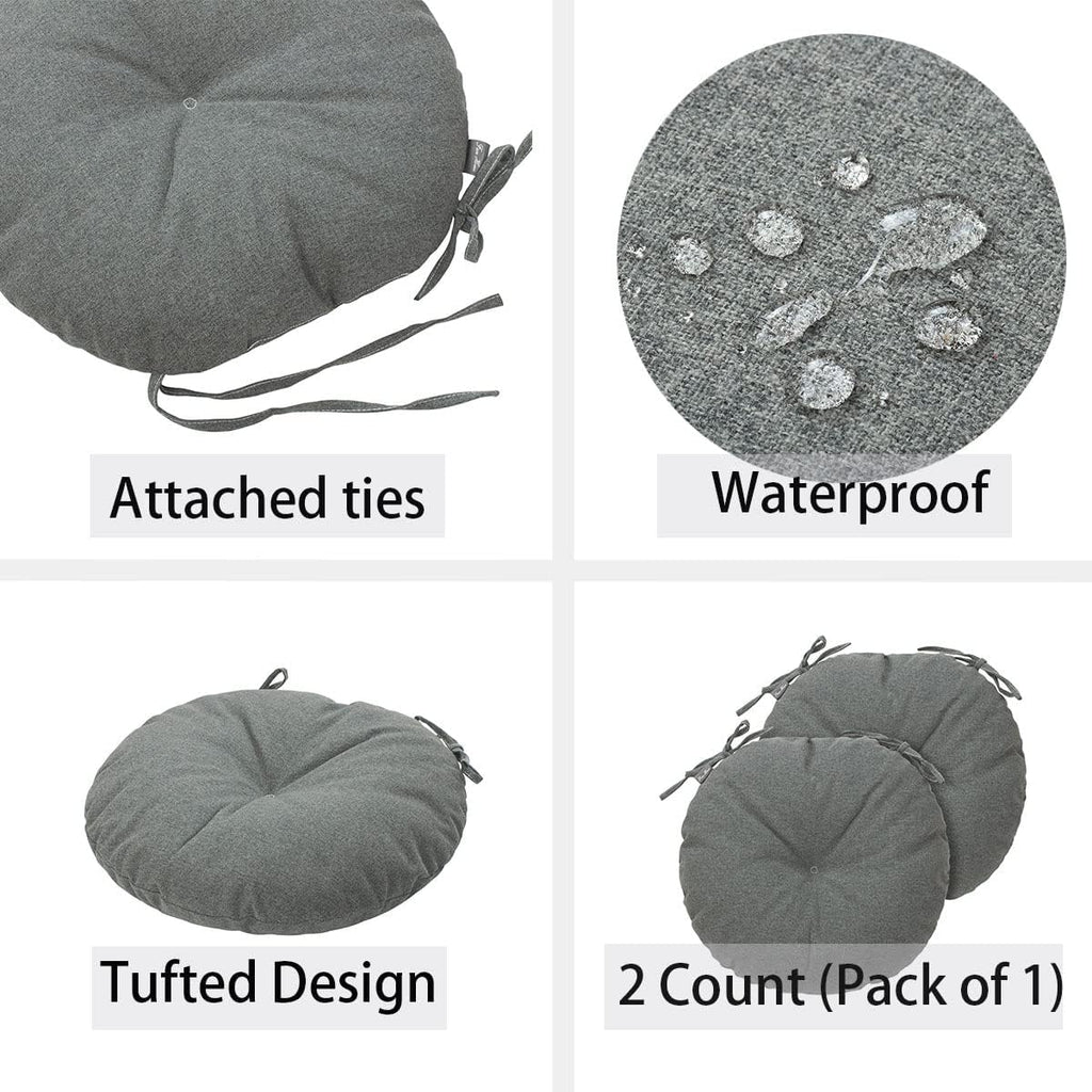 bistro chair cushions 15 inch,set of 2,tufted round, side view