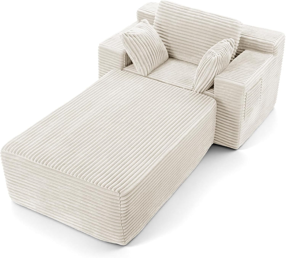 Boneless Chair, 82" Oversized Chaise Lounge with Ottoman, White