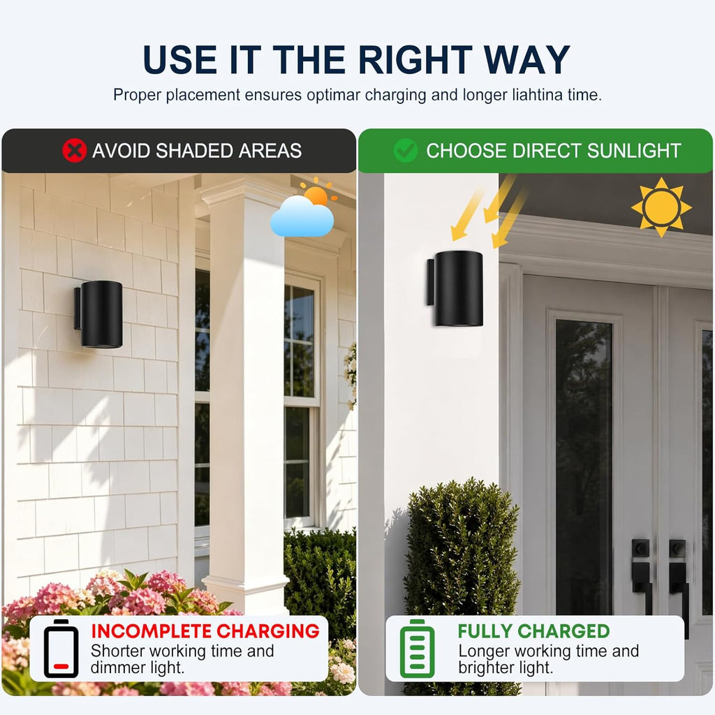 Solar Wall Lights Outdoor, Up & Down Modern Sconce Lights 4 Pack