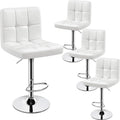 Yaheetech Bar Stools Set of 4 Adjustable Counter Height Barstools White