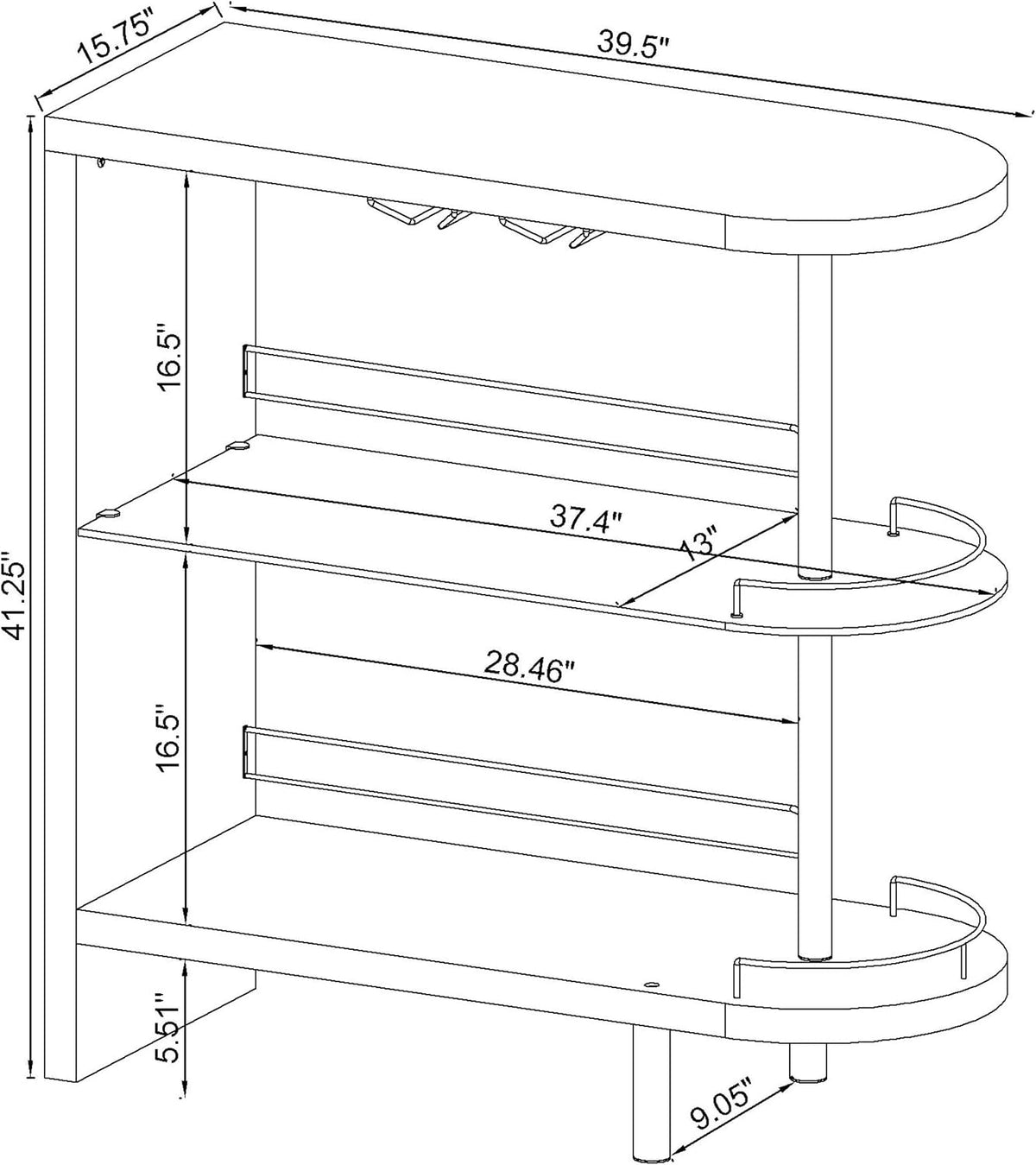 COASTER 2-holder Bar Table, Glossy White/Clear