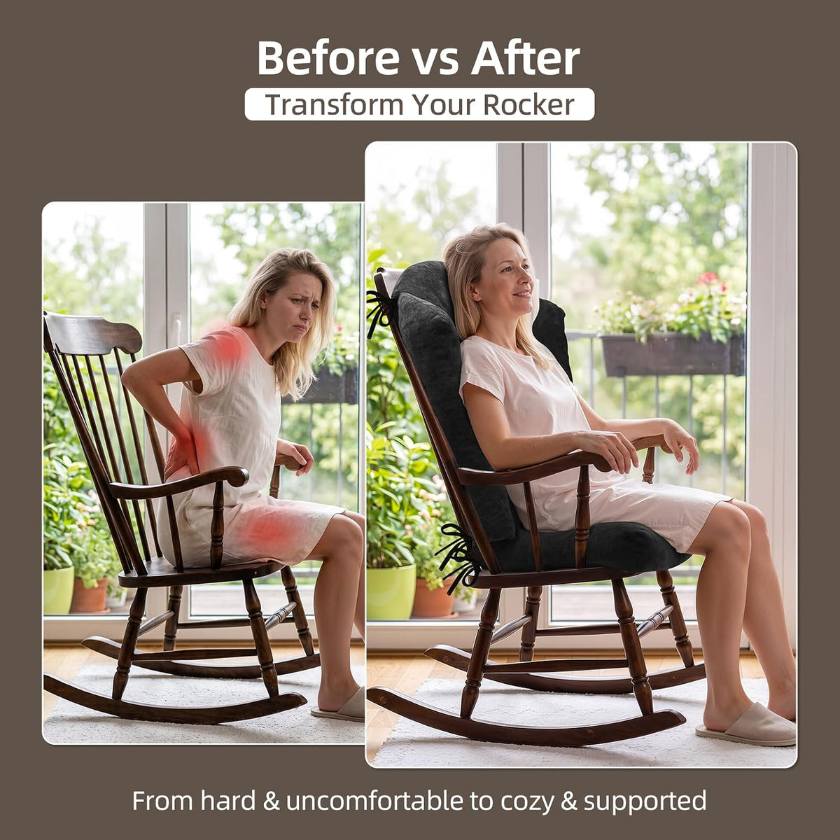 Detiblue Wingback Rocking Chair Cushion Set