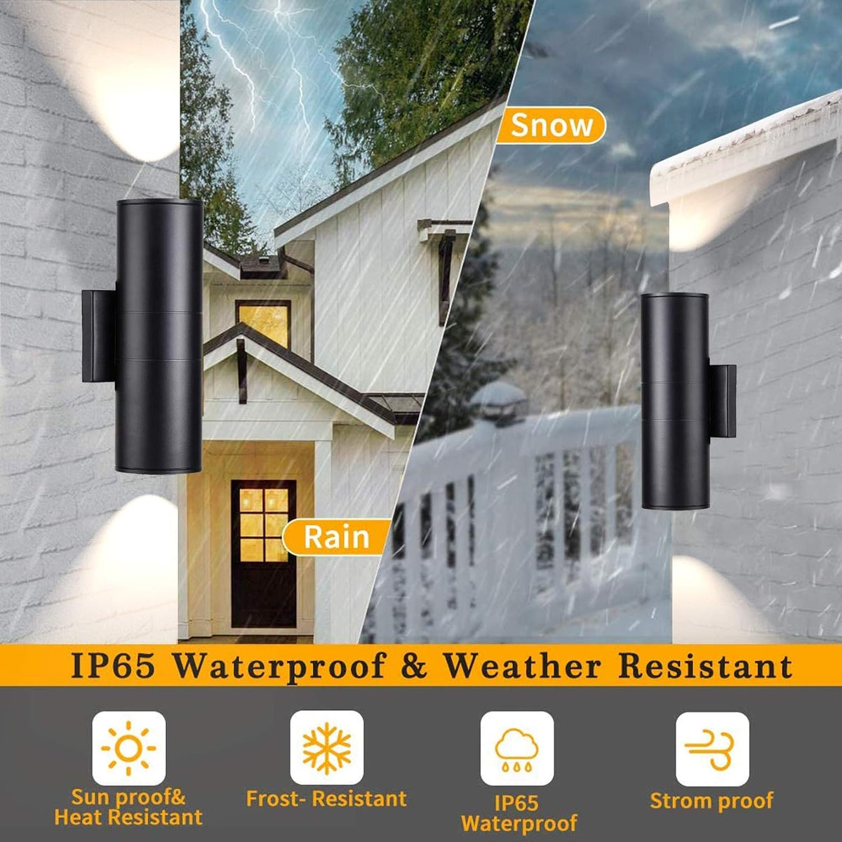 Tipace Black Modern Outdoor Porch Lights up Down Lights Exterior Cylinder Patio Light, Waterproof Exterior Wall Light Fixtures for Courtyard,entryway,Garage (Bulbs Not Included)