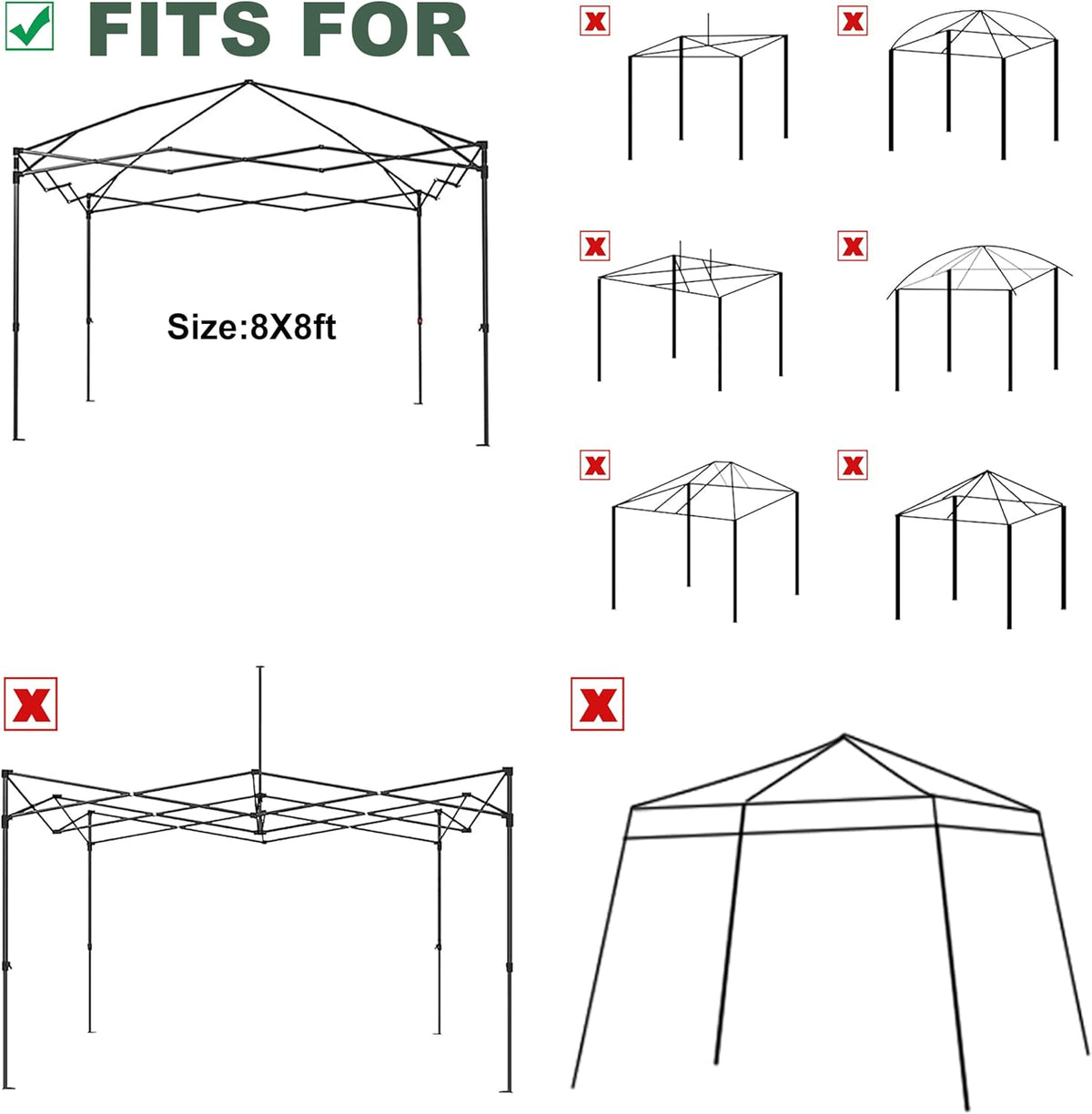 Canopy Replacement Top for Most 8x8ft Straight Leg Frame