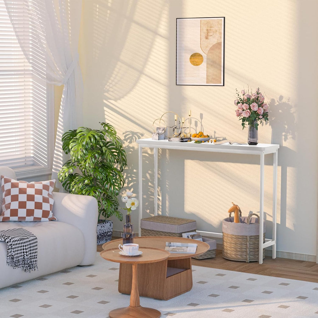 vasmia console table, entryway table, narrow sofa table, side view