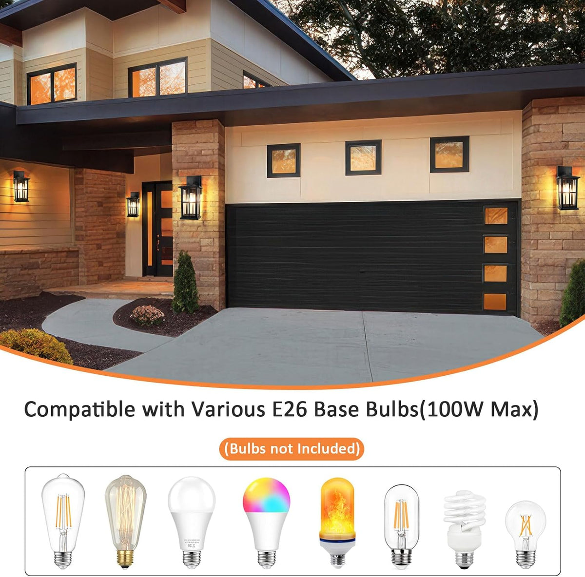 BesLowe 2-Pack Outdoor Wall Light Fixtures, Exterior Porch Lights, Black