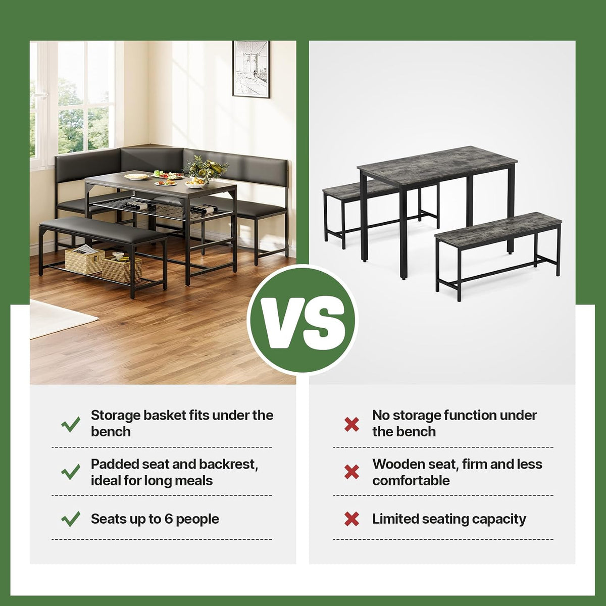Concho Corner Dining Table Set with Soft Seat, Warm Grey