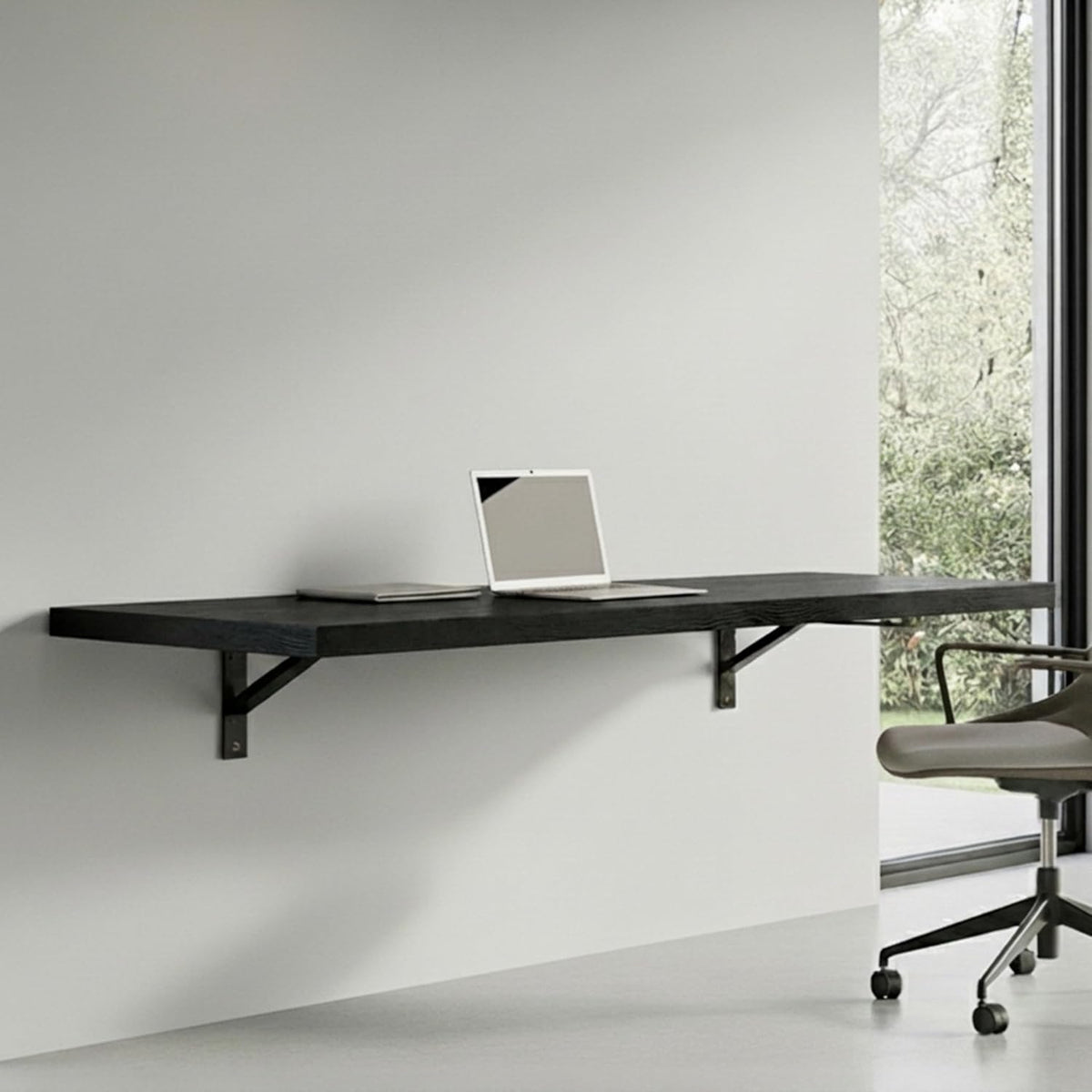 Wall Mounted Desk, Murphy Desk, Wall Mounted Folding Table, 48x16 Black