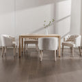 LukeAlon Tufted Arm Linen Dining Chairs Set of 4, Beige