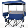 Overmont Camping Chair with Canopy- Folding Double Loveseat Chair with Adjustable Shade