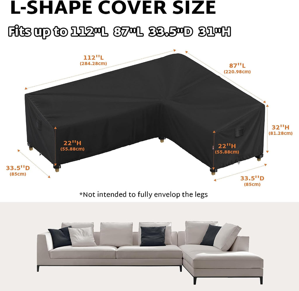 iBirdie Outdoor Sectional Cover fit 112 x 87 inch L-Shaped Couch Sofa