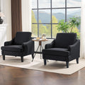 VINGLI Linen Fabric Accent Chairs Set of 2, Grey Modern Upholstered Armchair, Comfy Sofa Chair Living Room Bedroom Furniture for Apartment