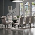 White Velvet Dining Chairs with Silver Mirrored Legs, Set of 6