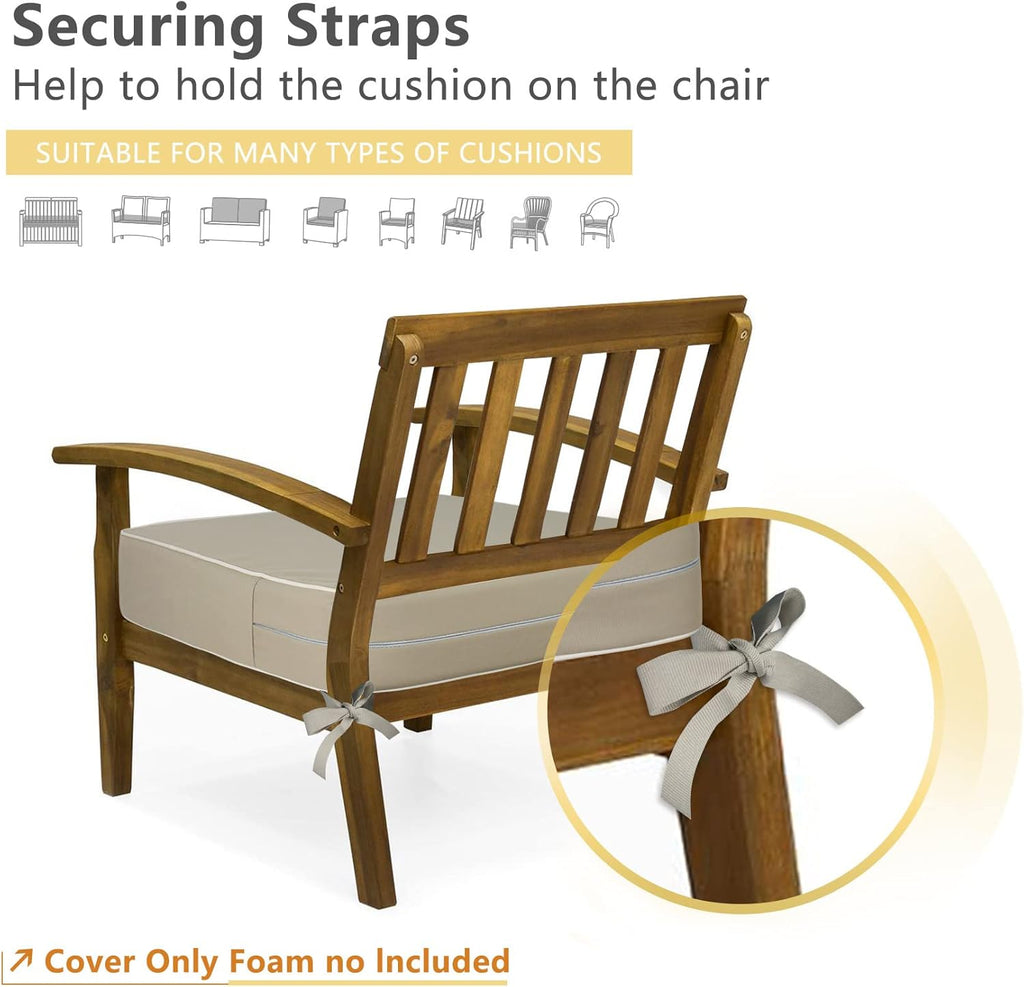Porch Shield Outdoor Cushion Slipcovers Patio Chair Seat Cushion Covers Set 4 Waterproof Fade Resistant 19 x 19 x 4 inch, Beige (4 Packs)