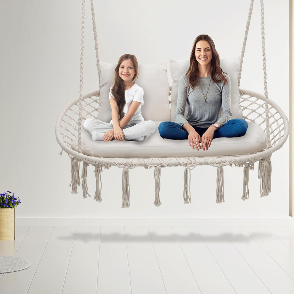 Athena Collection 2-Person Hammock Chair with Mounting Hardware Kit, White