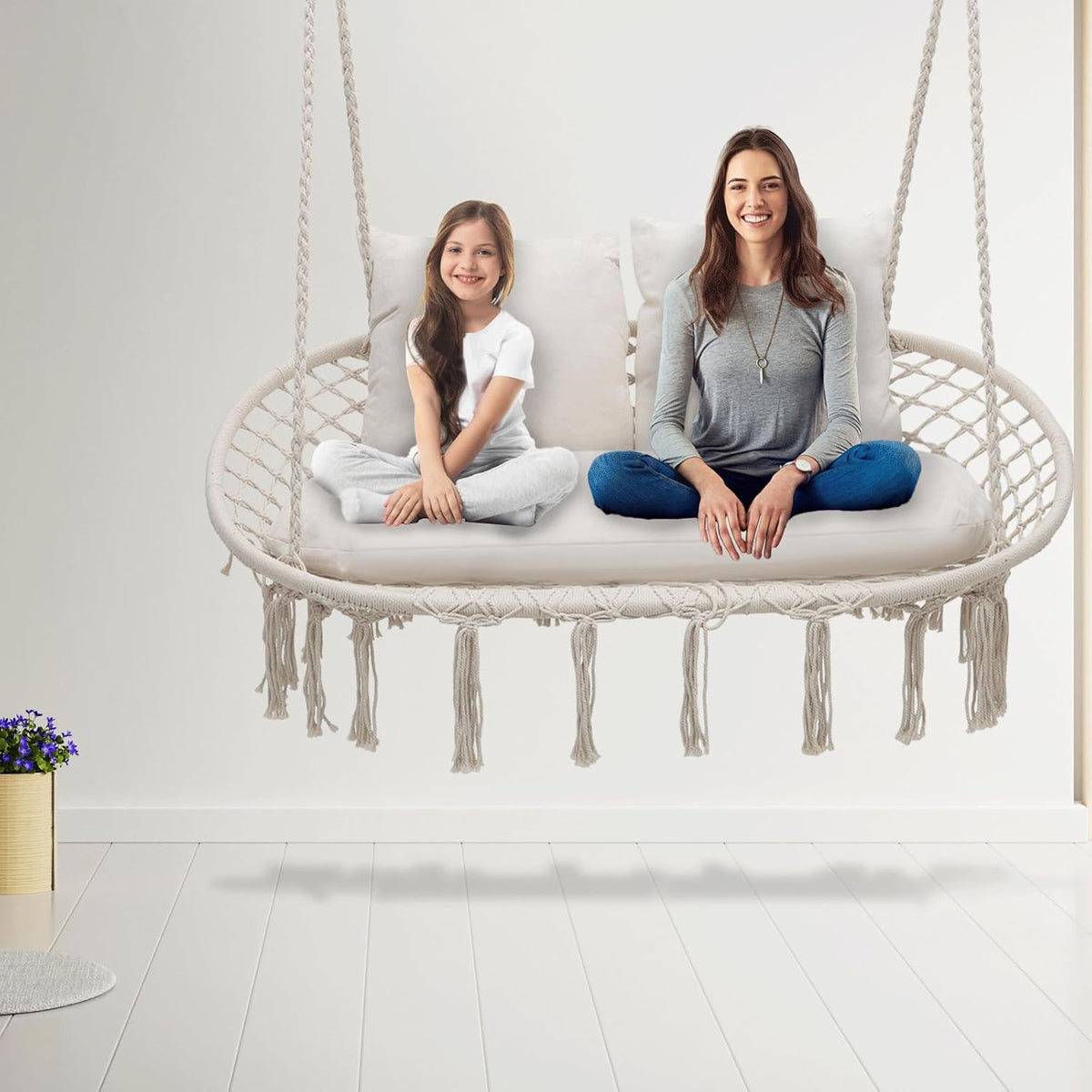 Athena Collection 2-Person Hammock Chair with Mounting Hardware Kit, White