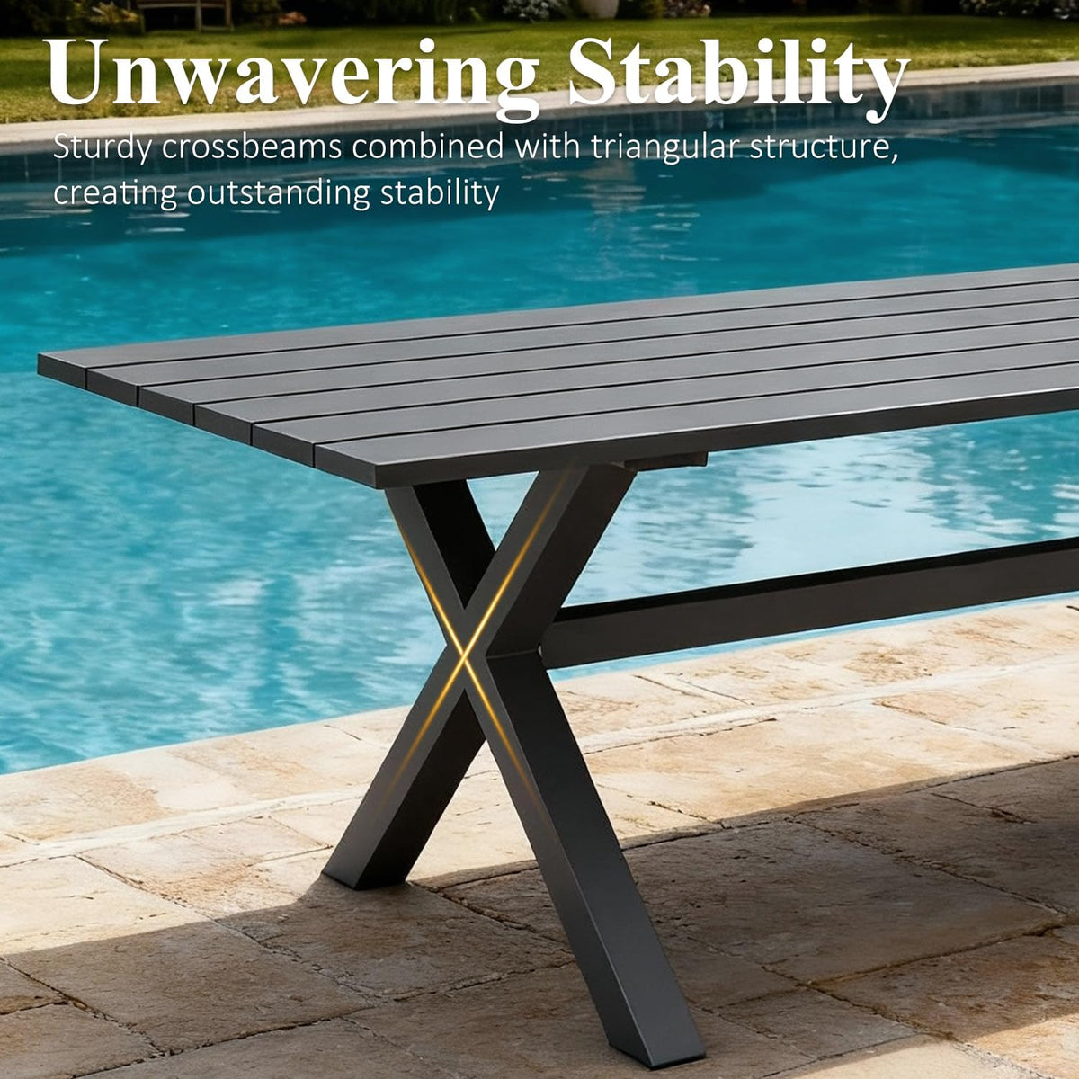 LayinSun 11 Pieces Outdoor Patio Dining Set, Aluminium Rectangular Dining Table and Wicker Rattan Chairs Set for Outside Backyard, Poolside
