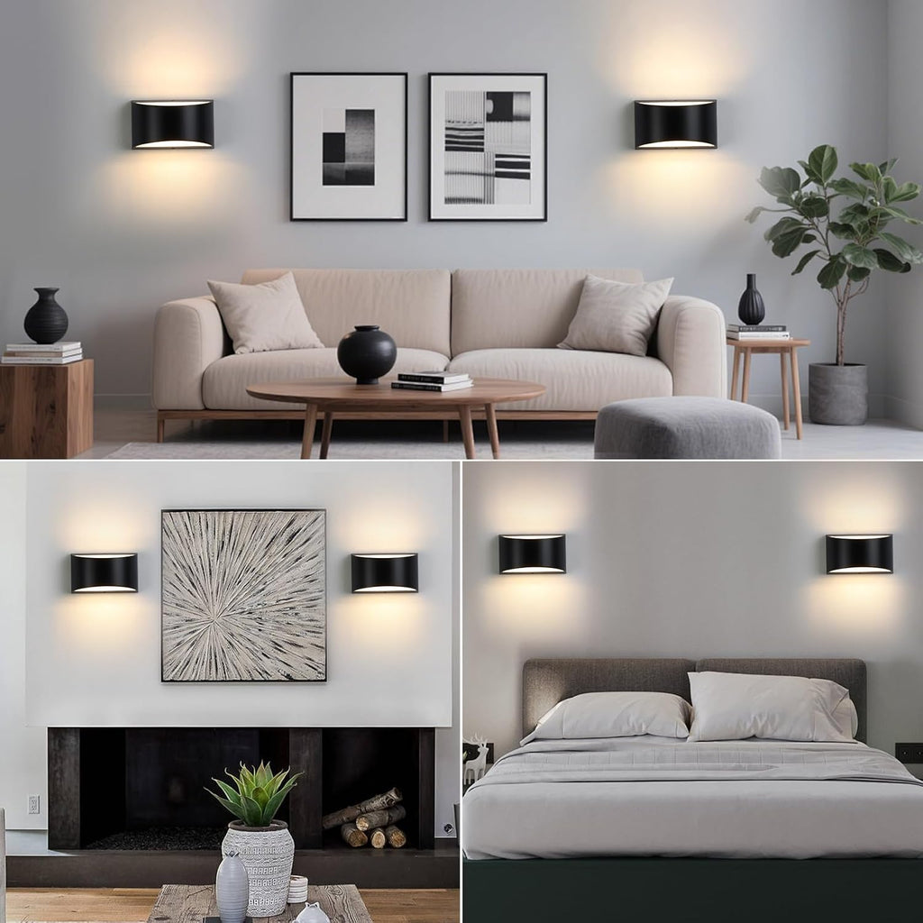 Black Modern LED Wall Sconce (with G9 Bulbs) Hardwired Indoor Wall Lights Set of 2 Up and Down Wall Mount Lamps for Hallways, Bedrooms, Hallways, Living Room 3000K Warm White