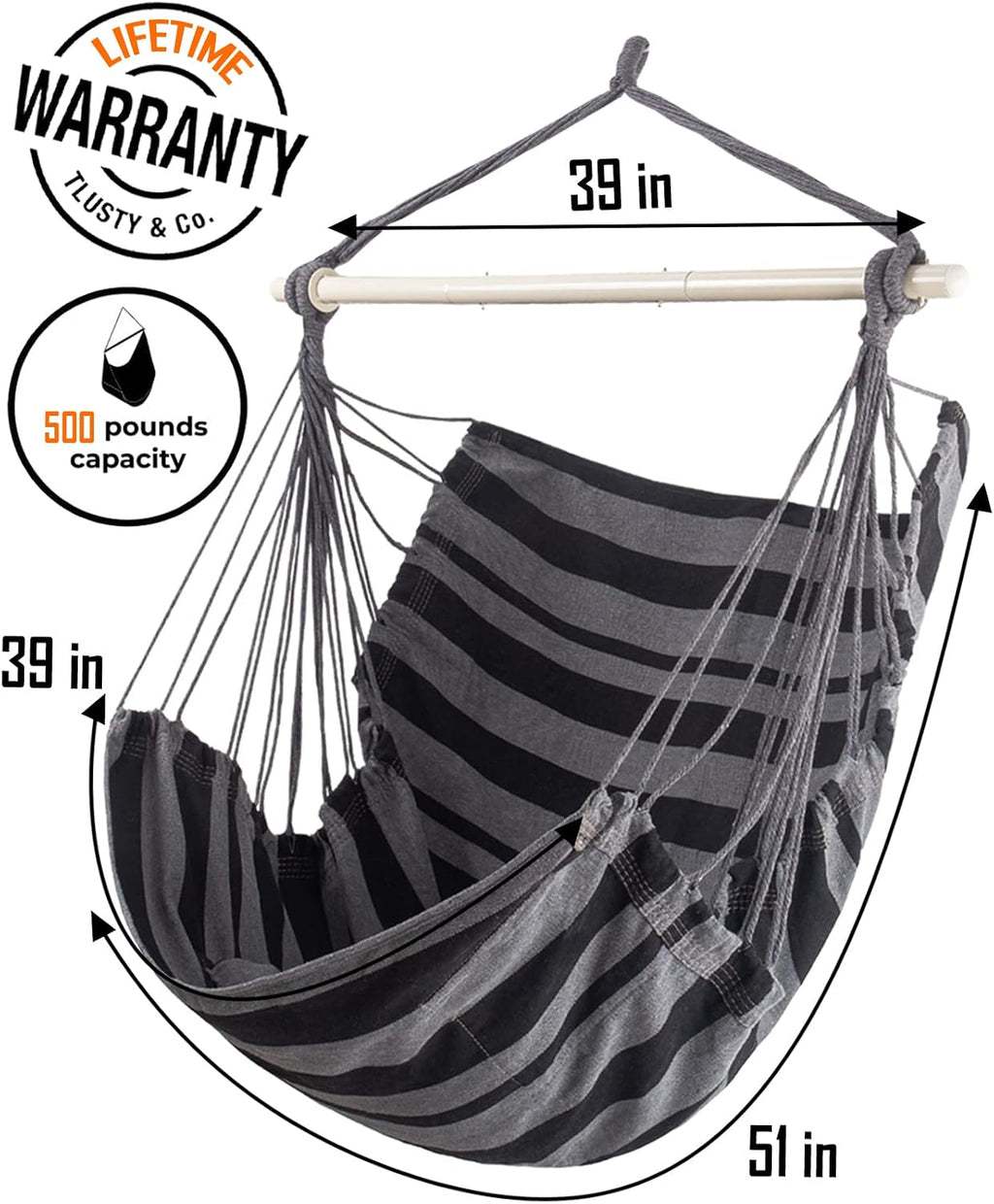 lulladle hammock chair hanging rope swing - hammock, side view
