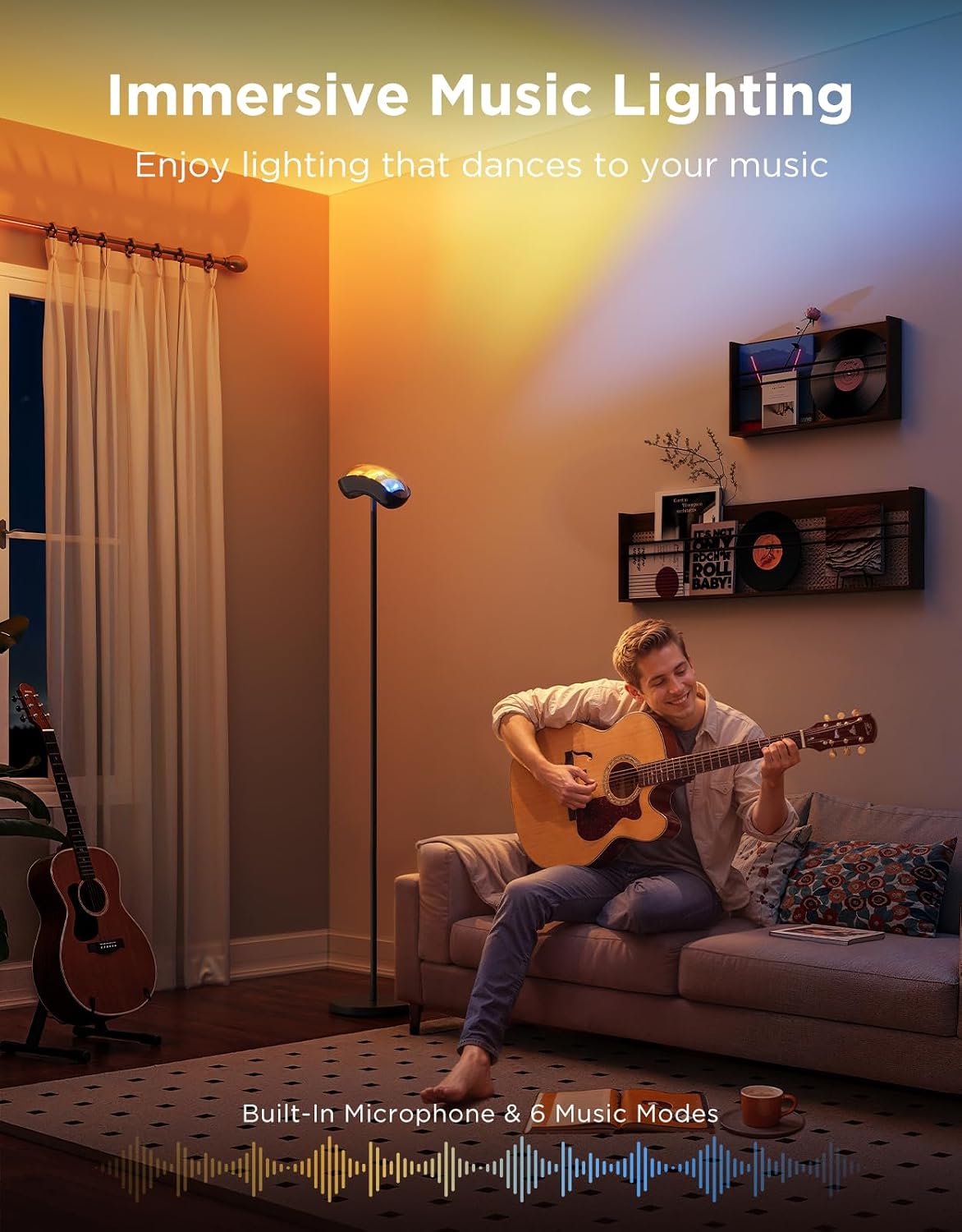 Govee Torchiere Floor Lamp Work with Matter, Alexa, RGBIC Standing Lamp