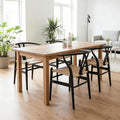 Wishbone Chairs Set of 4, Dining Chairs (Black Frame + Natural Cord)