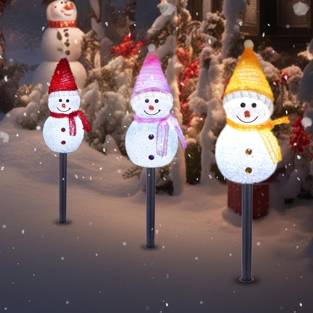 Solar Christmas Snowman Pathway Lights Outdoor Decoration, 6 Pack
