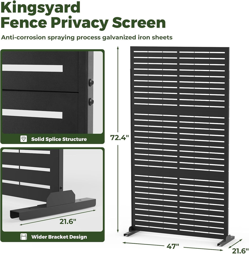 Kingsyard 72x47 Inch Metal Privacy Screen Outdoor Freestanding