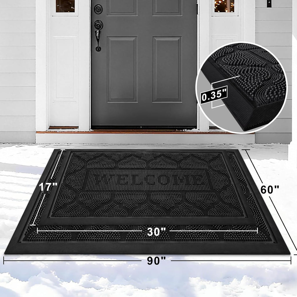 FRAMICS Front Door Mat Outside Entrance, Rubber Door Mats Welcome 24"x36"