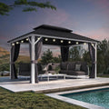 PURPLE LEAF Hardtop Gazebo 10' x 14' Pavilion White Frame