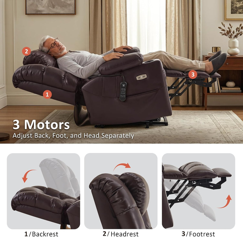 MCombo 3 Motor Large Power Lift Recliner for Elderly, Massage & Heat, 7634