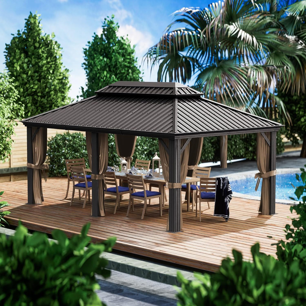 Kozyard Alexander 12' x 18' Hardtop Gazebo, Aluminum Frame